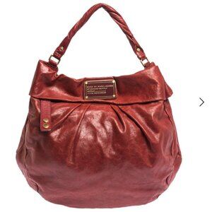 Marc Jacobs Classic Red Persimmon Q Hillier pleated Hobo Bag